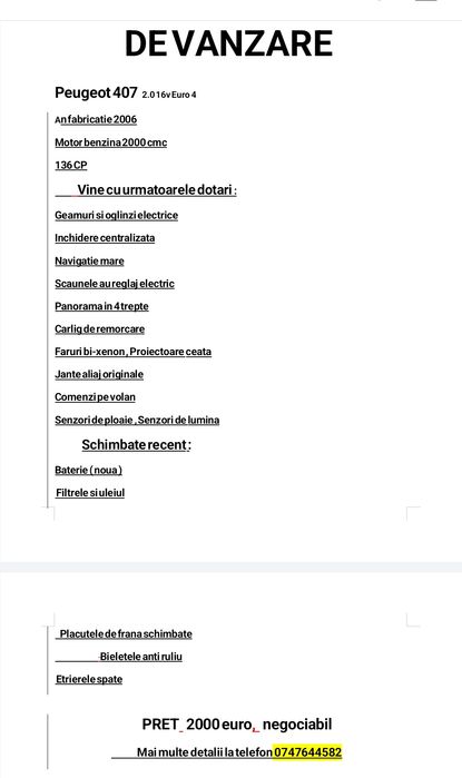 Vând Peugeot 407SW