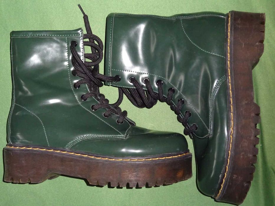 Зелени боти на платформа, дамски 39 н.