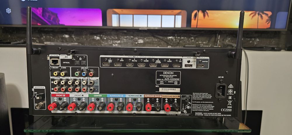 Receiver 7.2 Denon AVR-X2200w Dolby Atmos Wifi Bluetooth Usb 4k arc