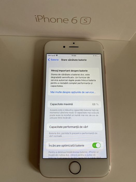 iPhone 6S 16 GB Rose Gold în cutia originală