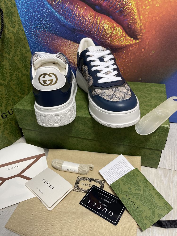 Adidasi Gucci GG piele naturala 100% Full Box colectie noua