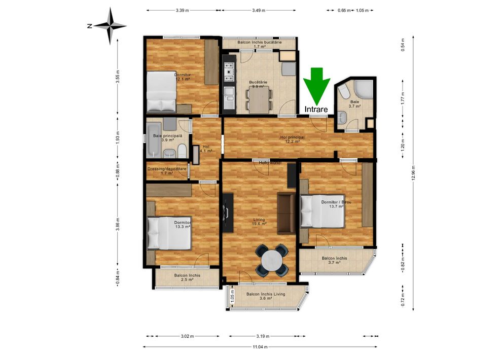 Apartament 4 camere, 103 m², etaj 2/4-Băneasa-București-Ploiești