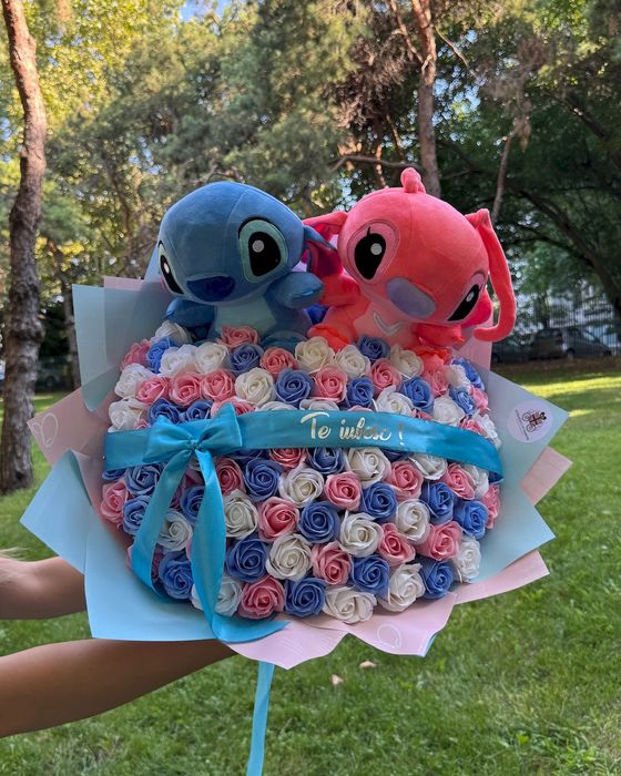 Buchete florale stitch trandafiri sapun