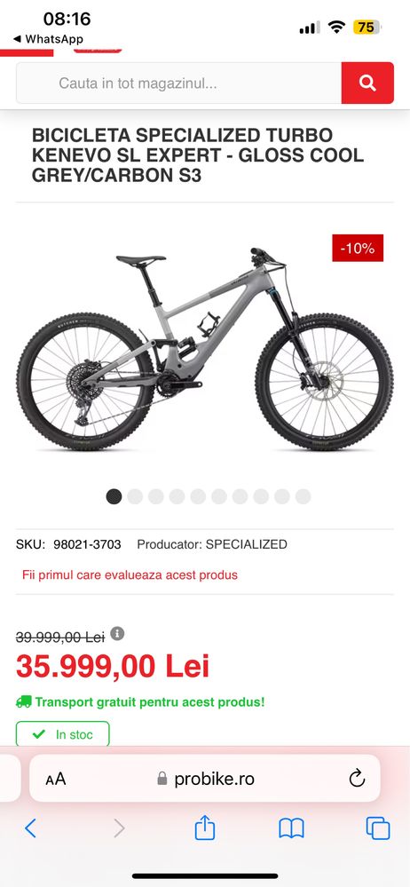 Bicicleta Electrica Specialized Turbo Kenevo SL Expert