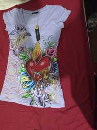 Tricou de damă lila cu imprimeu