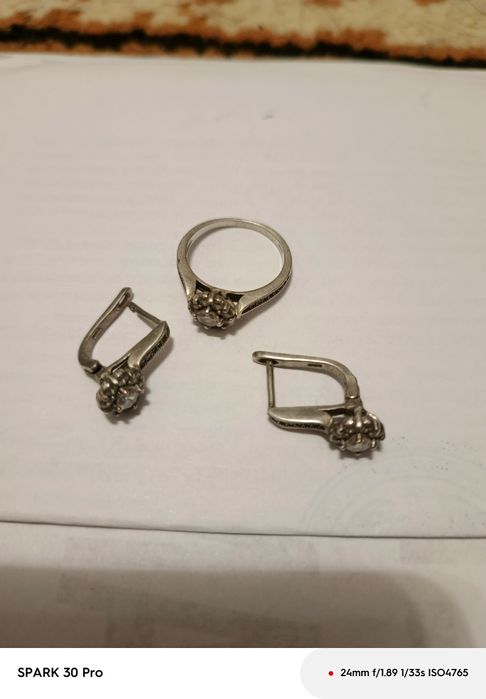 Серьги и кольцо серебро 925