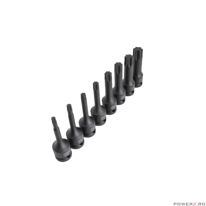 Set chei tubulare de impact tip torx, T30 - T80 1/2", 8 piese, Asta