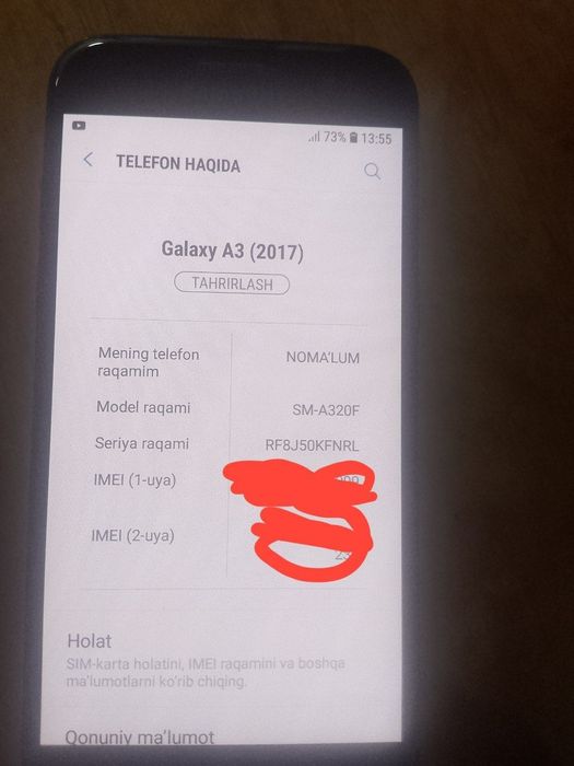 Samsung a3 zur holatda