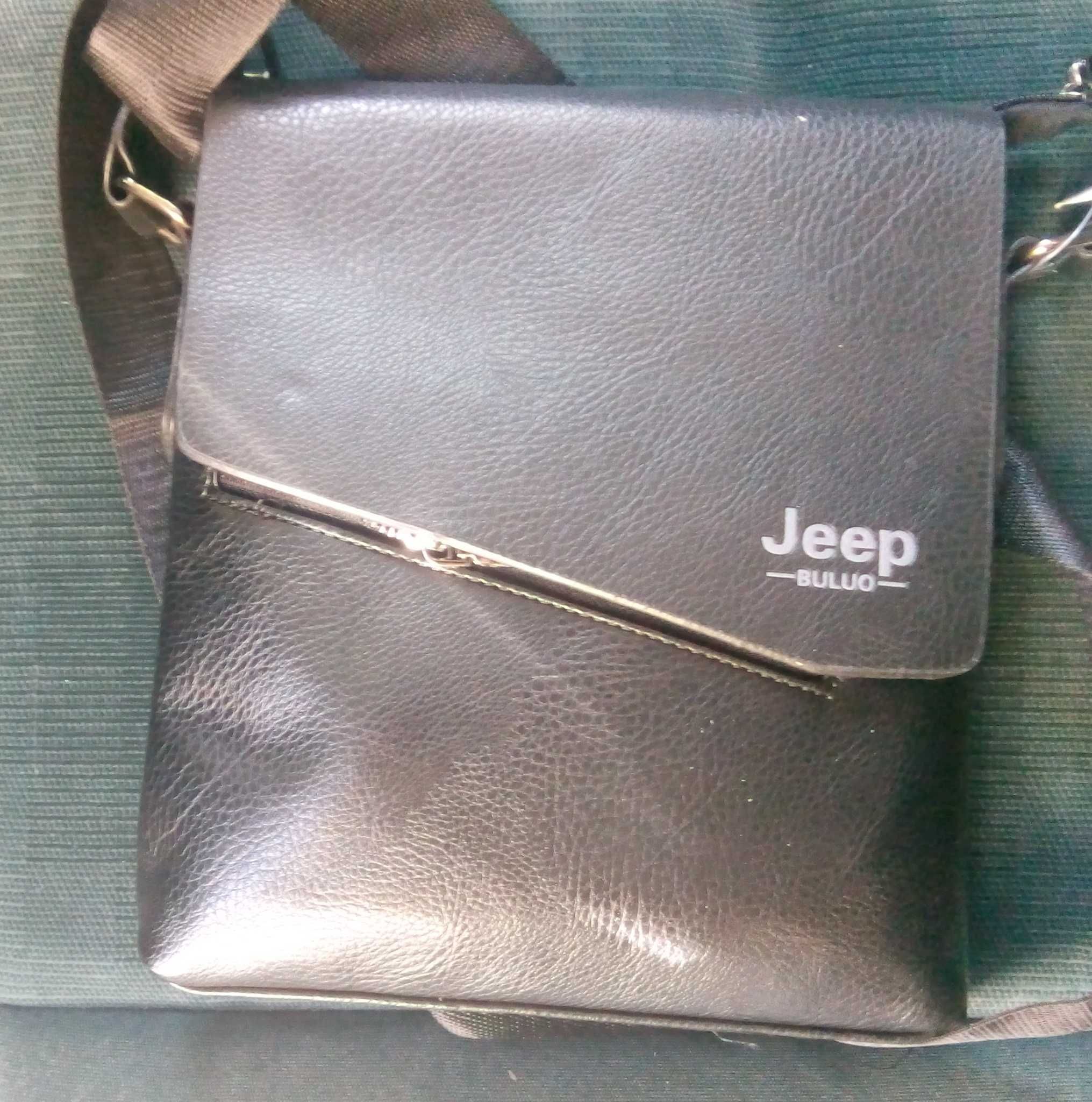 Мъжка спортна чанта за през рамо JEEP 23x7x24,5 см. кафяви черни нови