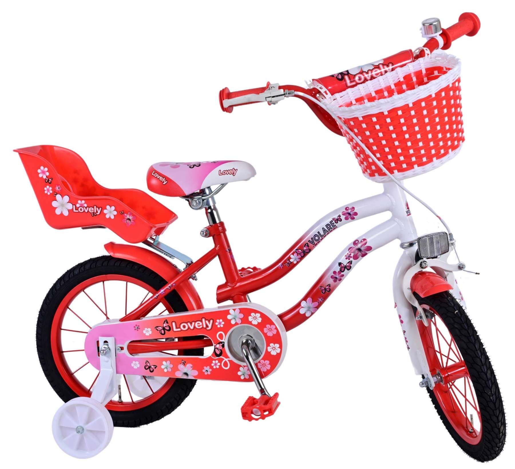 Bicicleta Volare Lovely pentru fete, culoare rosu/alb, 16 inch, frana