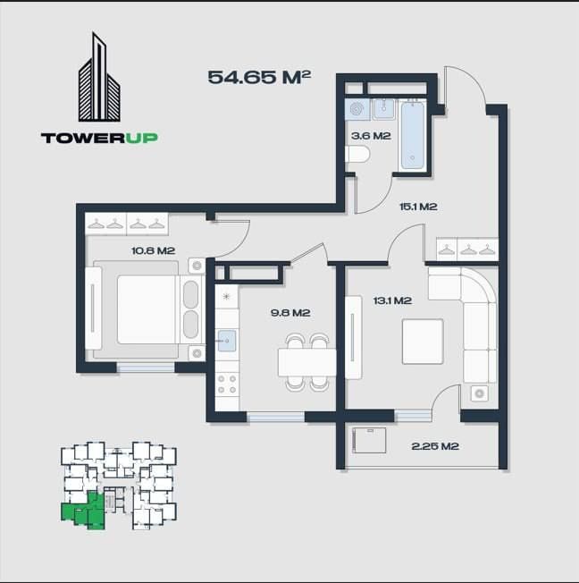 Продаётся квартира ЖК Tower Up 2/8/16
