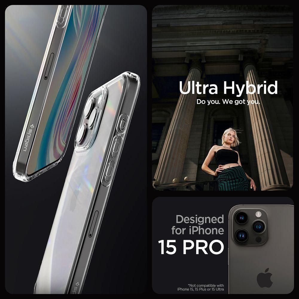 Калъф spigen ultra hybrid за iphone 15 pro crystal clear