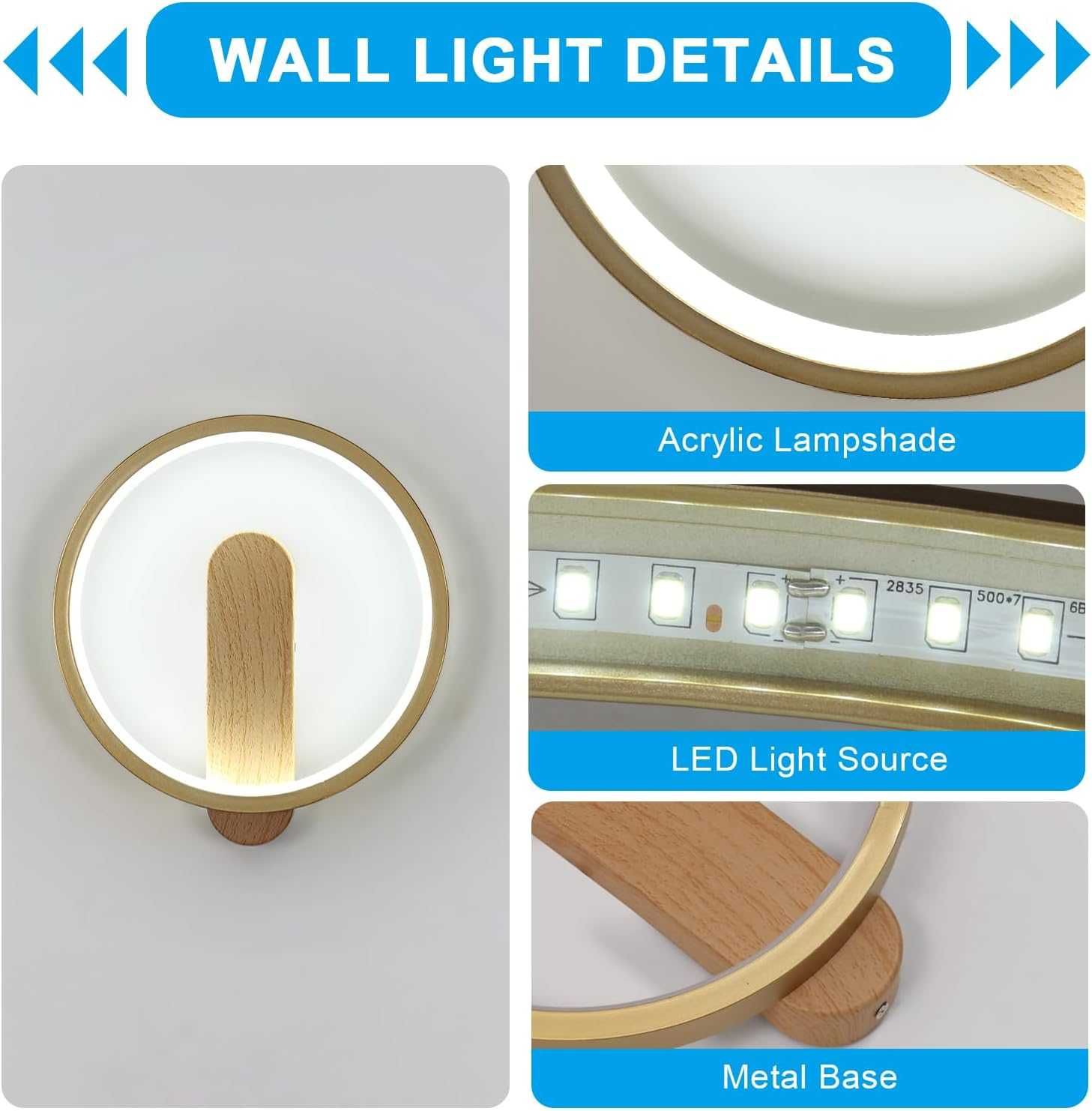НОВА! LED стенна лампа 15W, 1600LM, 6500K студено бяло