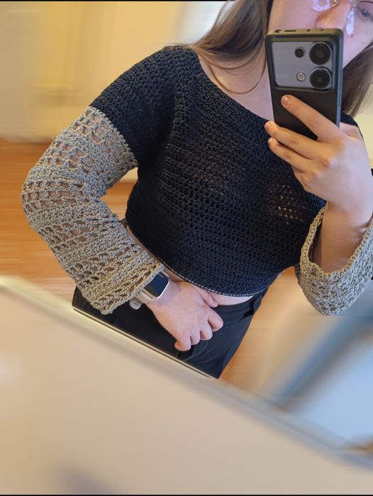 Bluza croșetată 100%handmade din materiale reciclate