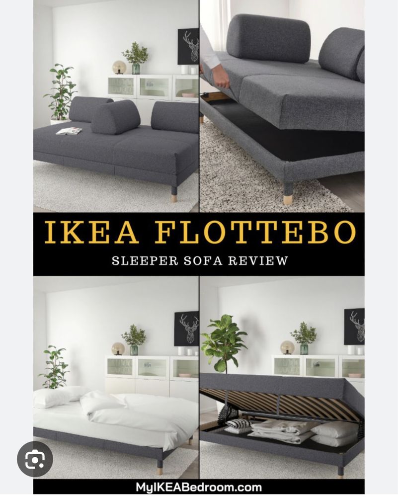 Canapea-pat gri IKEA Flottebo 3 locuri