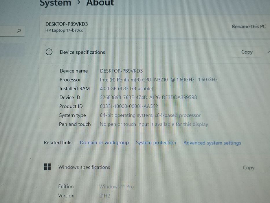 Laptop Mare HP 17 - Intel Quad Core/ 4Gb ddr4/ 128gb SSD/ 17,3 Led