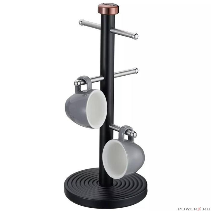 Suport pentru 6 pahare, cesti, negru, Klausberg