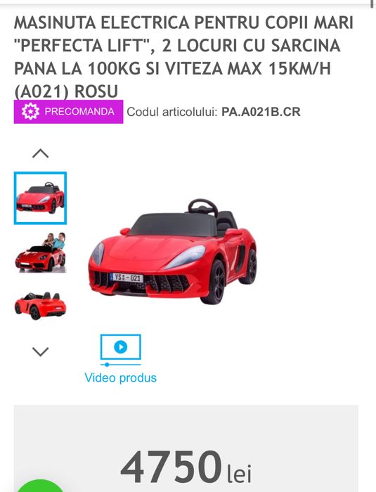 5000 de lei una noua! Masinuta electrica copii.