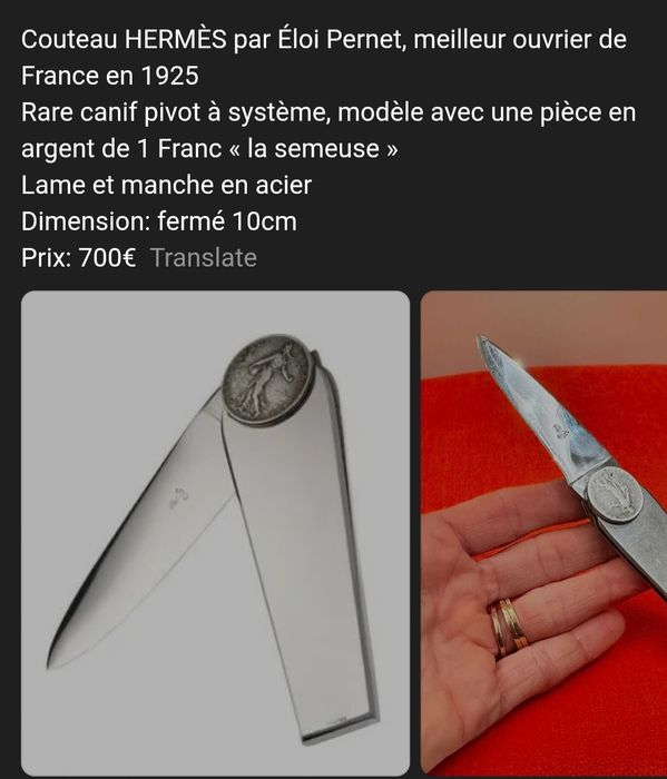 Еloi pernet за Hermes джобен нож.