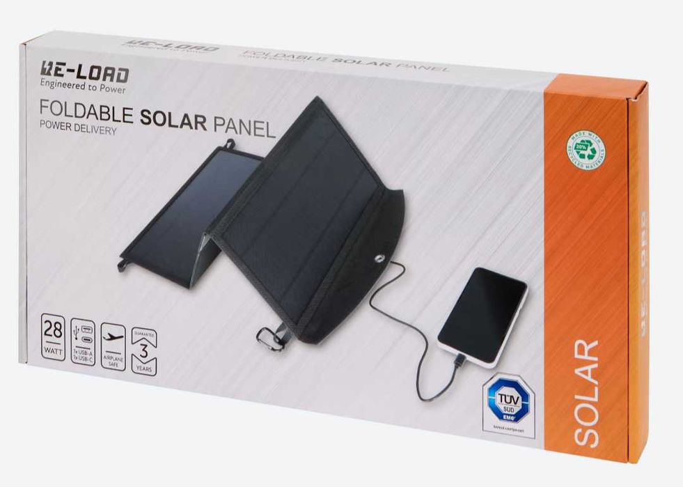 Сгъваемо соларно зарядно 28W 4600mAh USB-A USB-C сгъваем слънчев панел