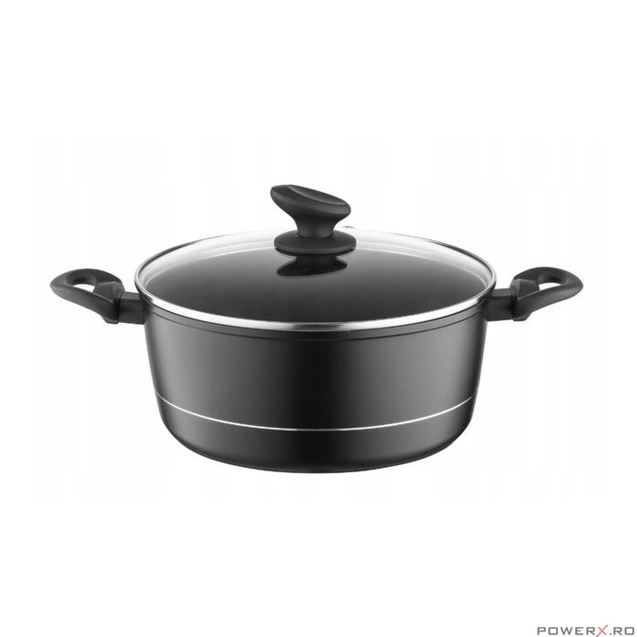 Oala din aluminiu forjat, cu capac, 26cm, 5.1L, invelis antiaderent si