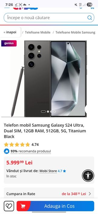 Vând S24 ULTRA 512 GB