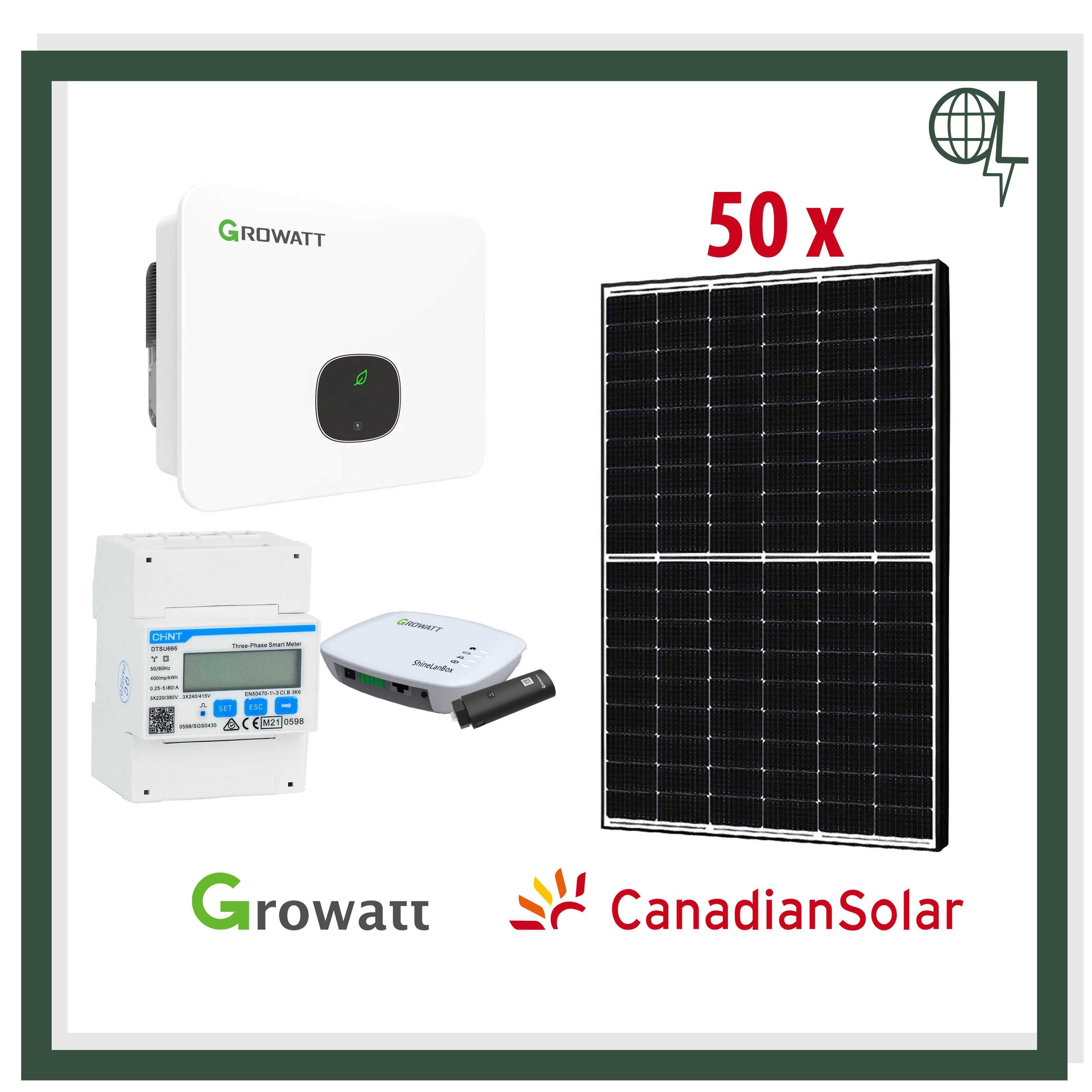 Sistem Fotovoltaic Trifazat Hibrid Growatt si Canadian Solar 20kW