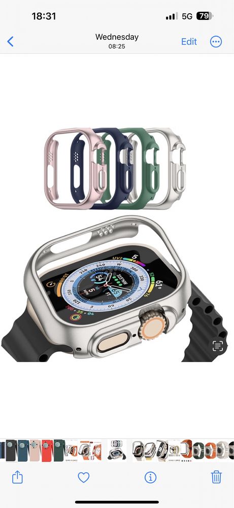 Pachet Curea Direct si Husa Compatibila Ceas Apple Watch