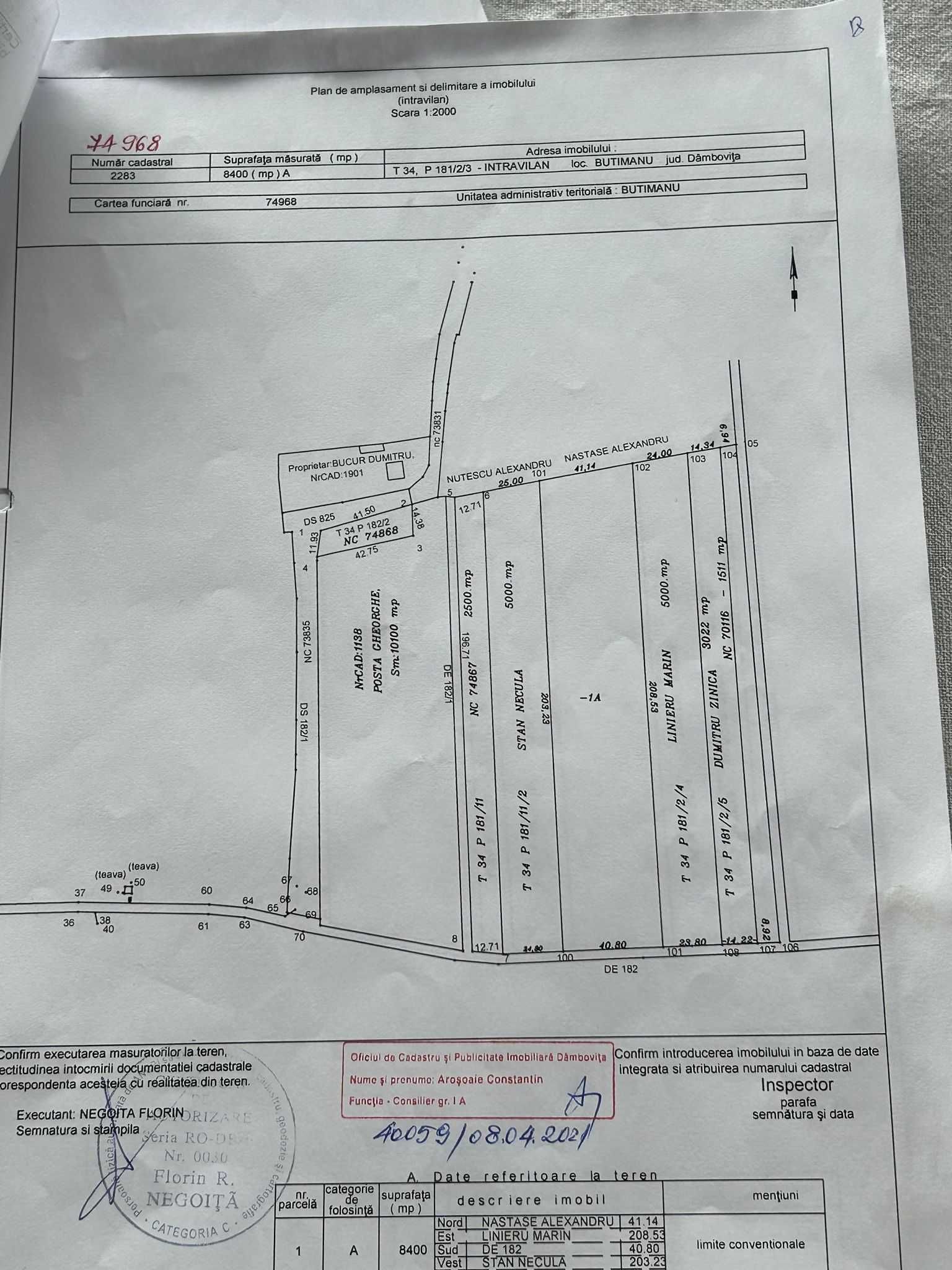 Teren intravilan Butimanu 8400mp