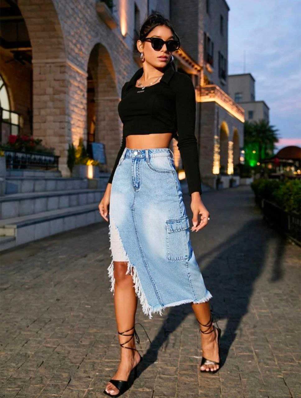 Джинсовые юбки shein (рамеры S, M, L)