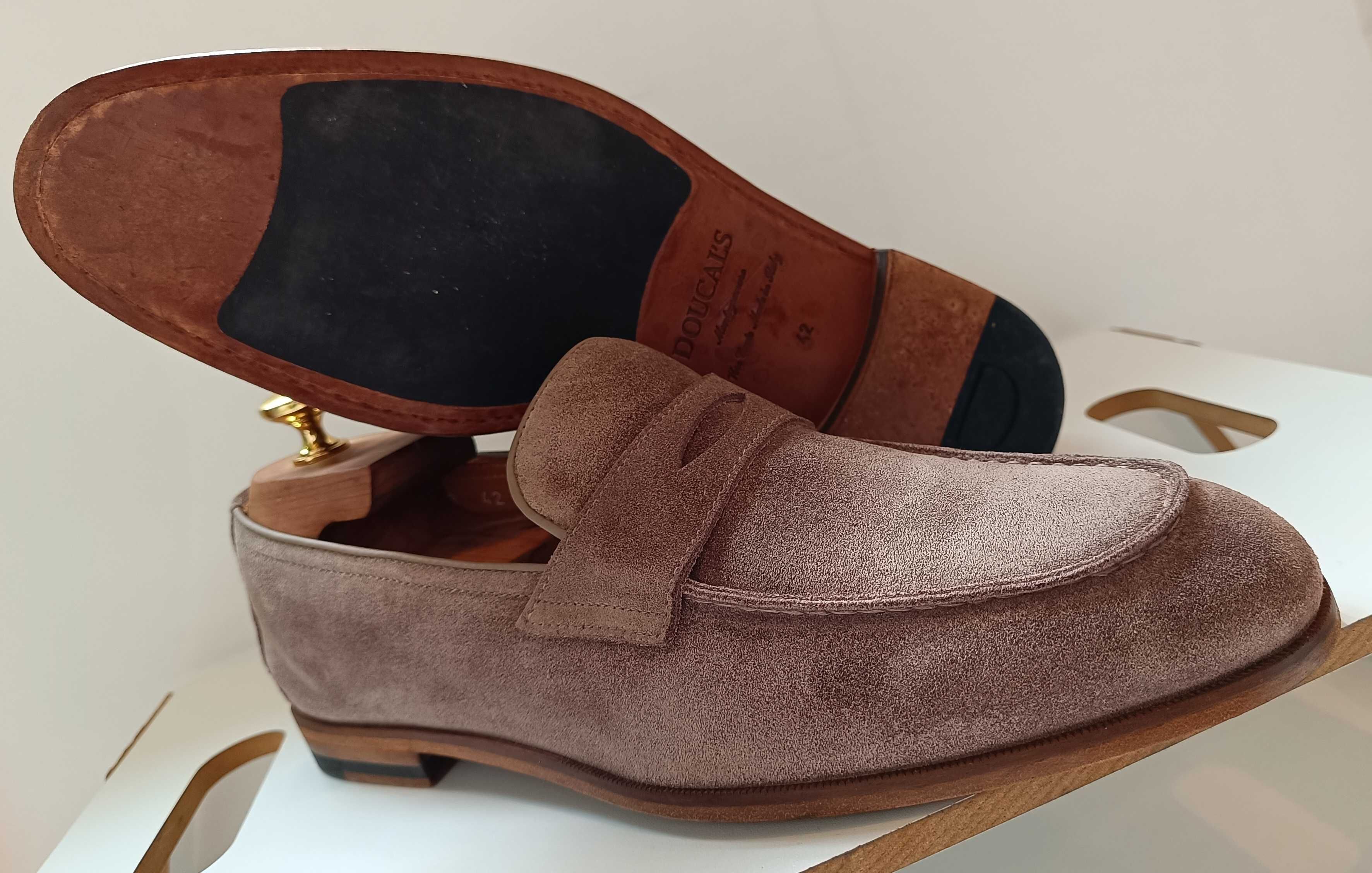 Pantofi loafer de lux 42 penny suede Doucal's NOI piele naturala moale