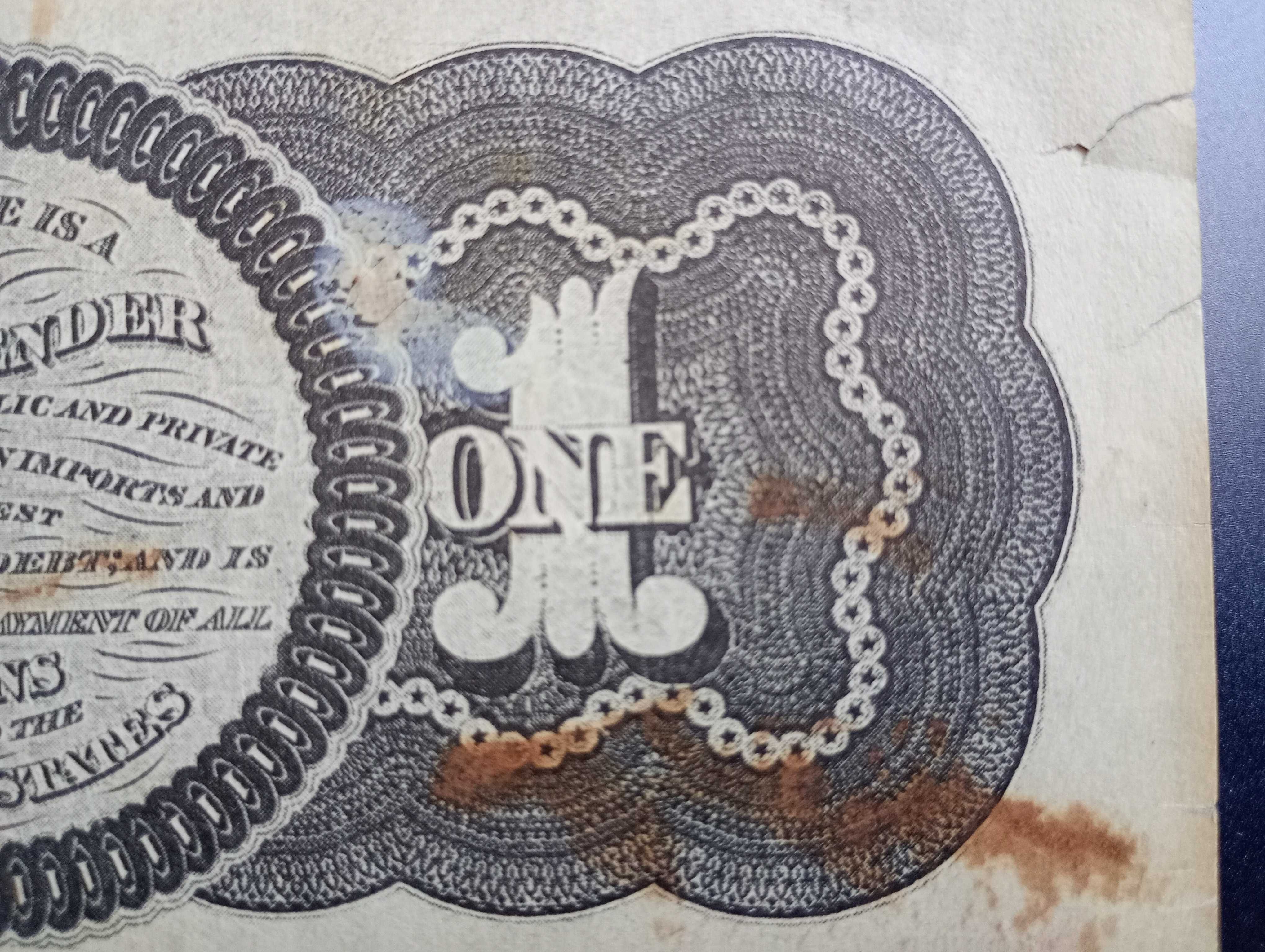 Bancnota Veche Americana de 1 dolar emis in Washington in August 1862