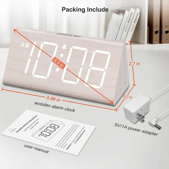 Ceas digital DreamSky cu aspect lemn — elegant