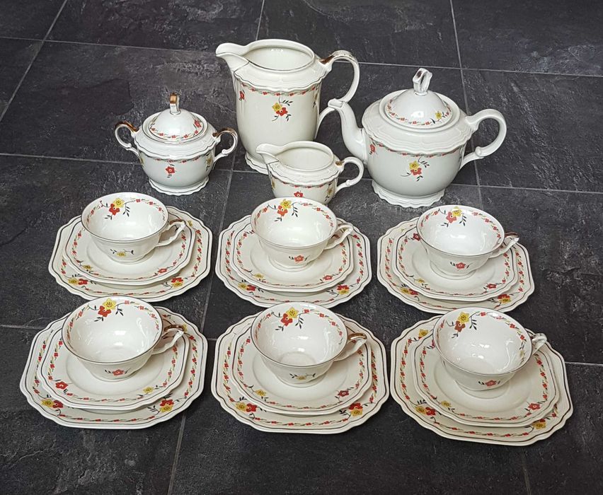 Старинен порцеланов сервиз за кафе- Elfenbein- Бавария- Германия