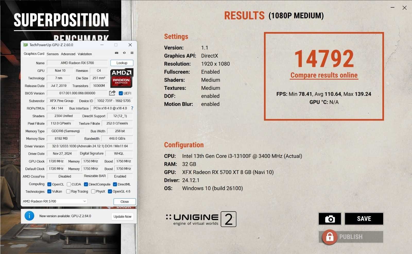 Placa video XFX Radeon RX 5700 XT, 8GB GDDR6, 256-bit , ca noua