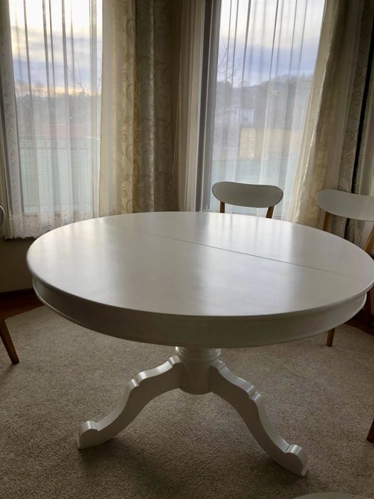 Masă extensibilă lemn masiv albă