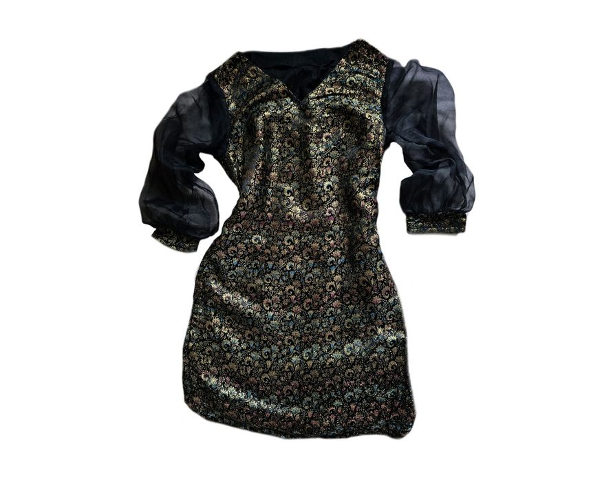 Rochie unicat vintage XS / S, croitor, material special cu fir metalic