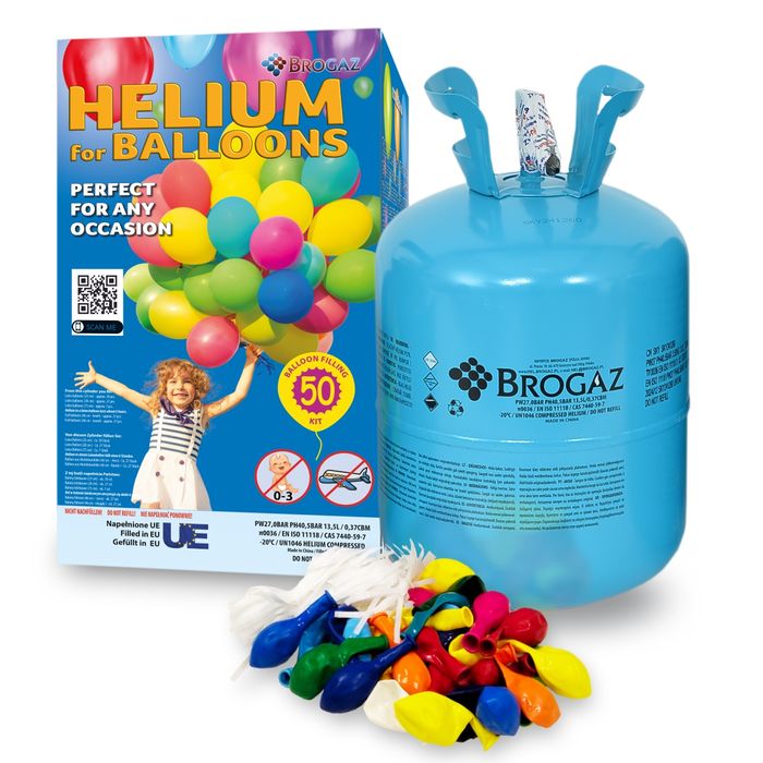 Хелий в бутилка за 90 балона. Безплатна доставка с Box Now
