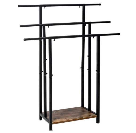 Suport retractabil lesolar, 3 nivele, 100 cm, otel, negru si natur