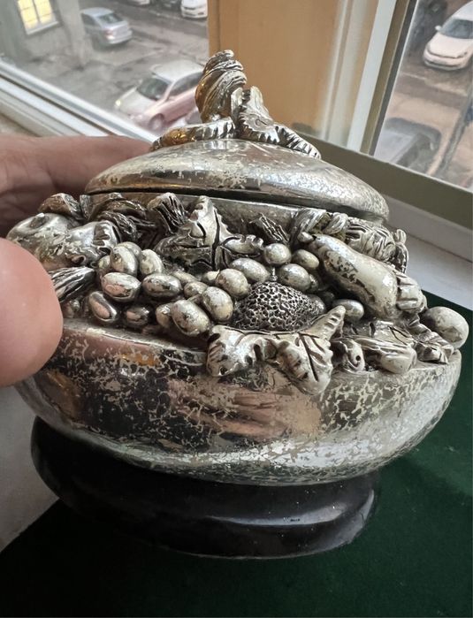 Cutie de bijuterii vintage,model deosebit placata cu argint,state buna