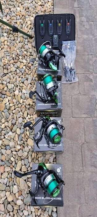 Set Pescuit,4 Lansete+4 Mulinete 8000+Senzori cu Statie+Rod Pod