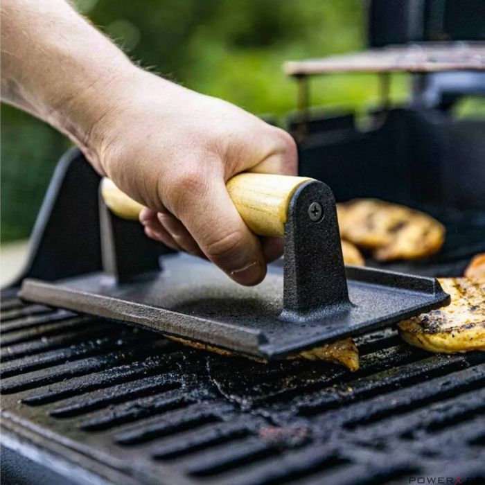 Presa dreptunghiulara pentru carne, hamburgeri, din fonta, 21 x 10,8