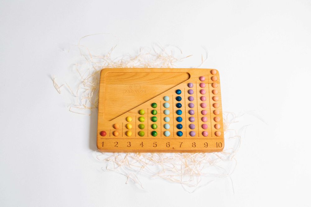 Set Montessori Abacus din lemn pentru numeratie de la 1 la 10