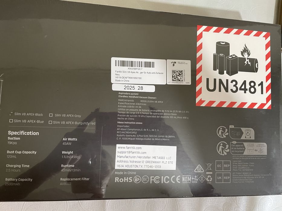 Aspirator auto slim v8 fanttik produs sigilat.