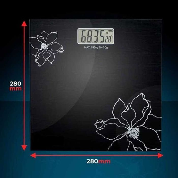 Cantar corporal pt persoane, 150 Kg, Negru cu Flori Albe, NOU 80 Lei