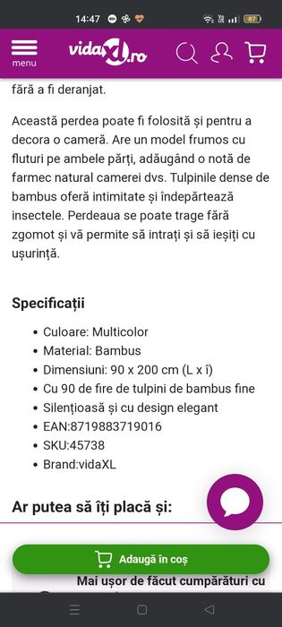 Vând perdea insecte