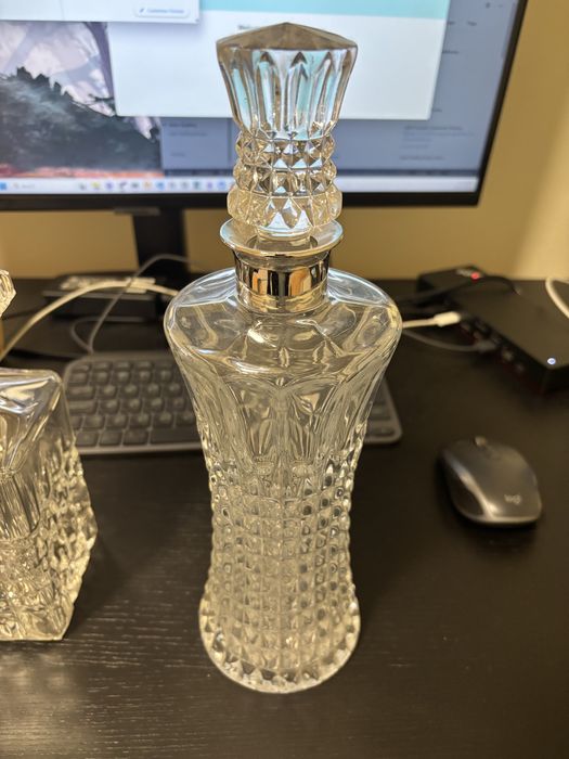 Sticle recipiente vase cristal pentru whisky, vin, Gat Argint 925