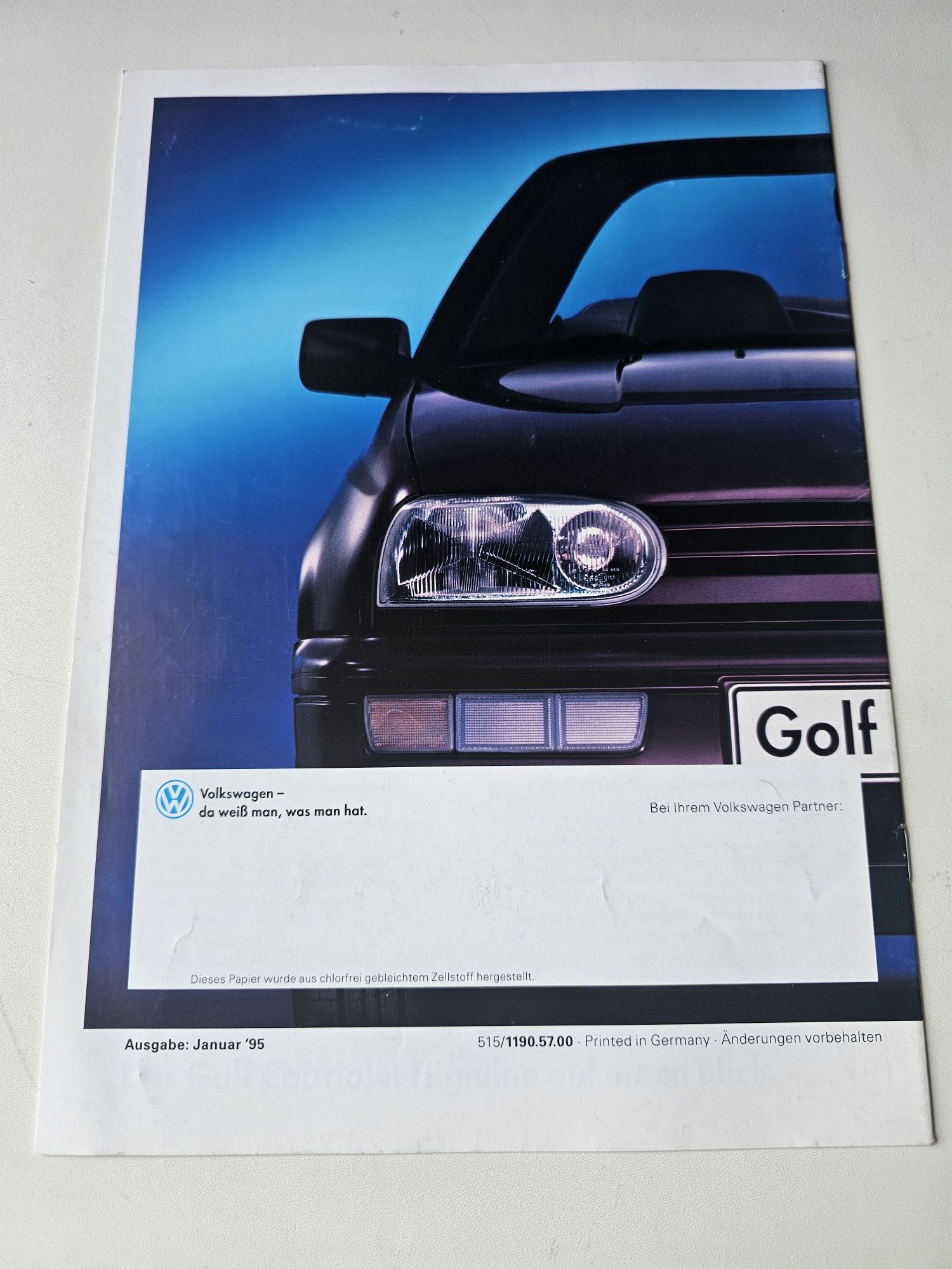 Brosura de prezentare originala Volkswagen Golf 3 Cabriolet Highline