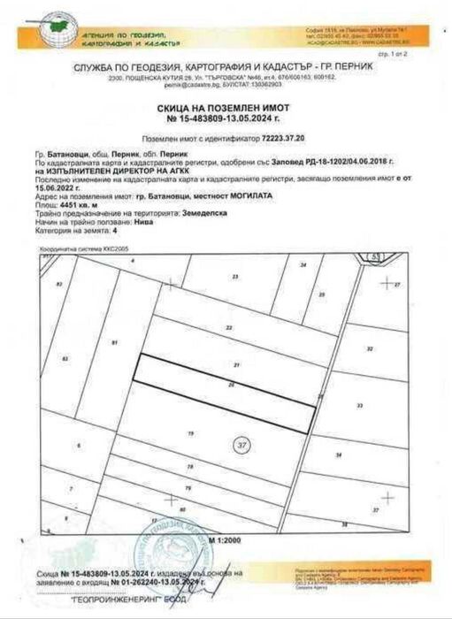 Земеделска земя област Перник, град Батановци 4451кв.м