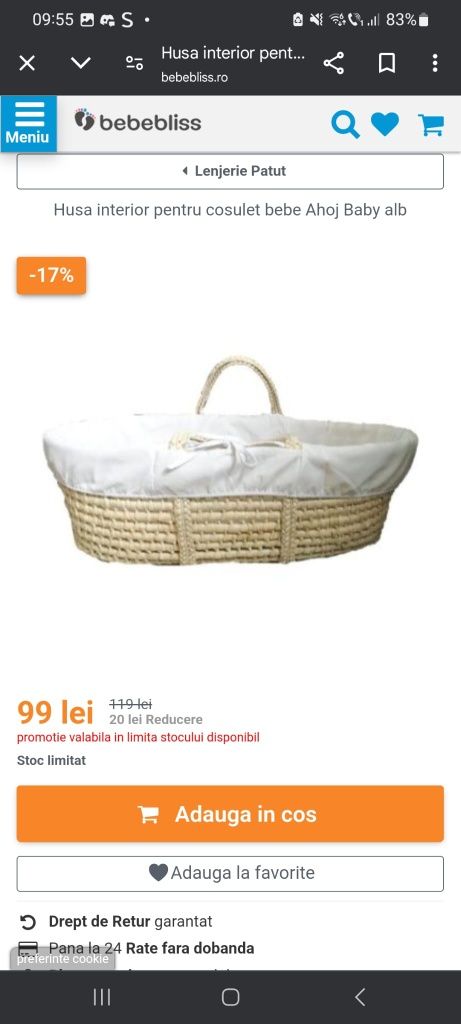Pat/Cos de dormit pentru copil (nou-nascut) usor de folosit. Portabil